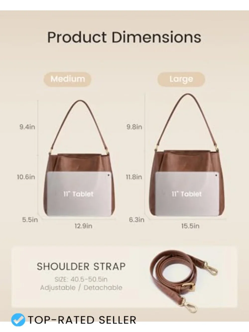 Waterproof Triple Compartment Hobo Bag Vegan Leather Shoulder Handbag